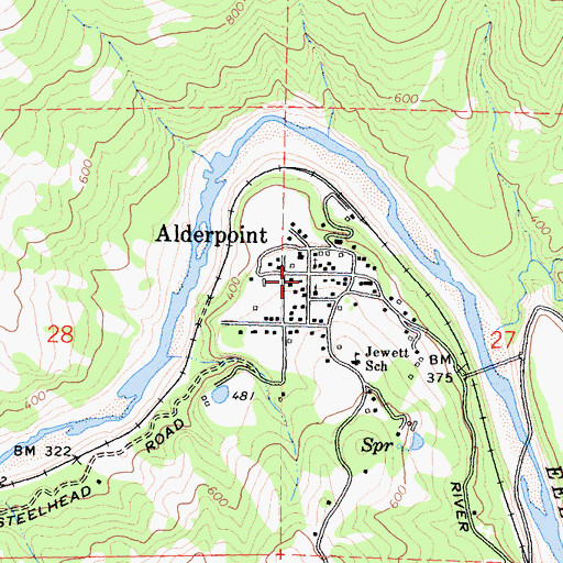 Topographic Map of Alderpoint, CA