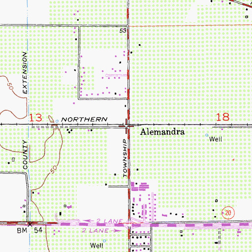 Topographic Map of Alemandra, CA