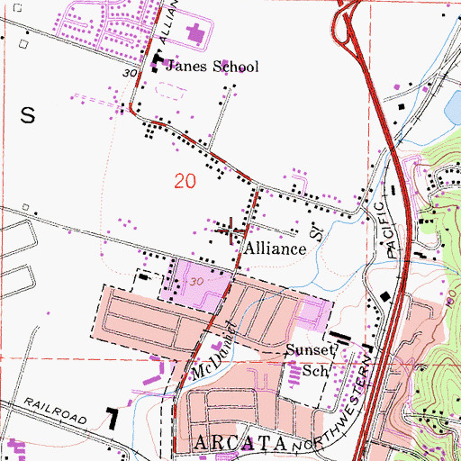 Topographic Map of Alliance, CA
