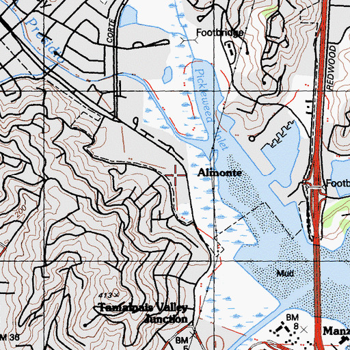 Topographic Map of Almonte, CA