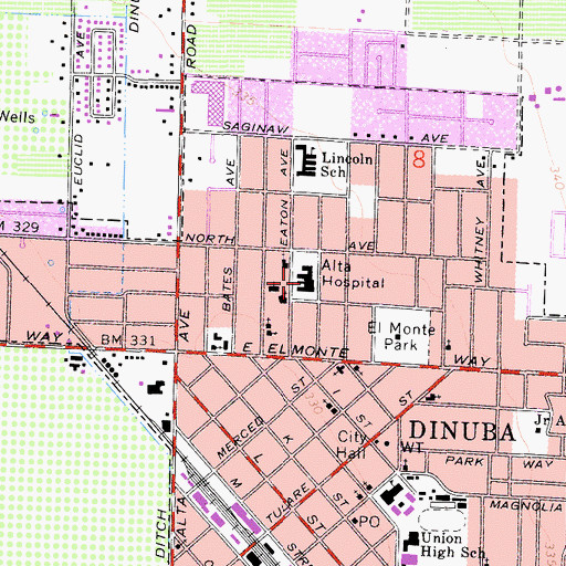 Topographic Map of Alta Hospital, CA