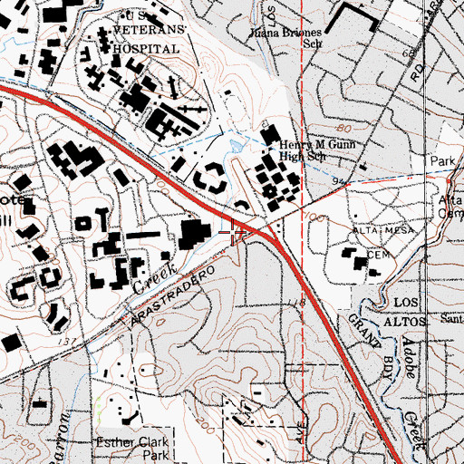 Topographic Map of Alta Mesa, CA