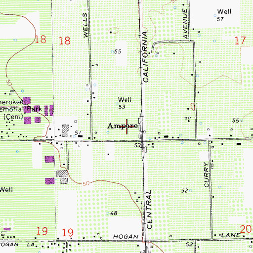 Topographic Map of Ampere, CA