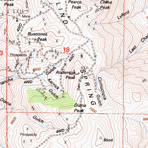Topographic Map of Anderson Peak, CA