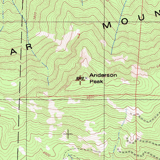 Topographic Map of Anderson Peak, CA