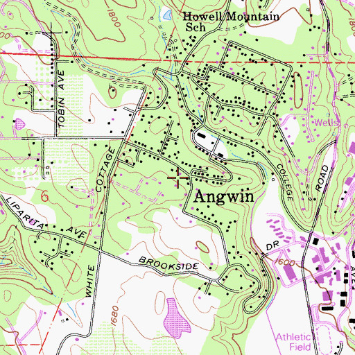 Topographic Map of Angwin, CA
