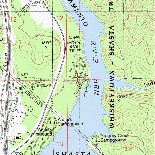 Topographic Map of Antlers, CA