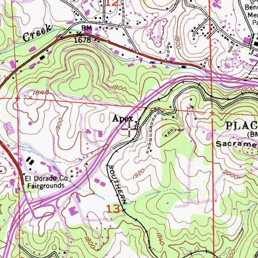 Topographic Map of Apex, CA