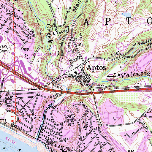 Topographic Map of Aptos, CA