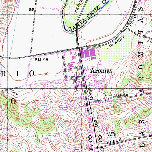 Topographic Map of Aromas, CA