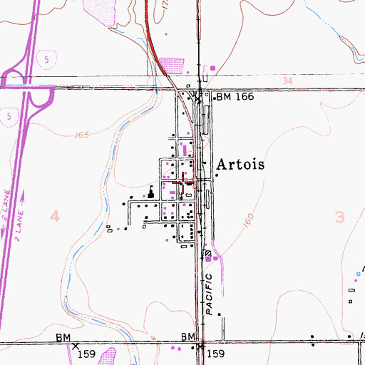 Topographic Map of Artois, CA