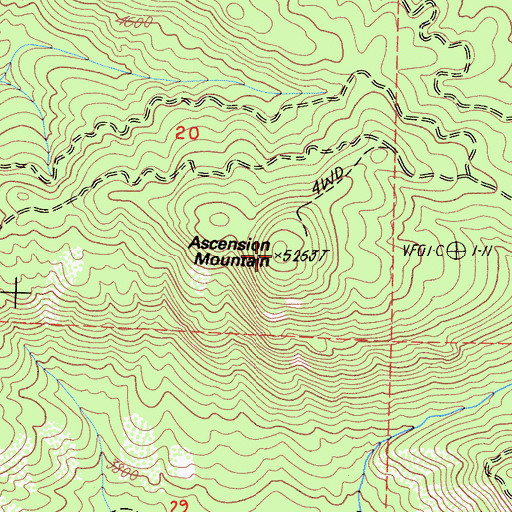 Topographic Map of Ascension Mountain, CA