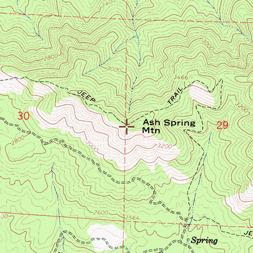Topographic Map of Ash Spring Mountain, CA