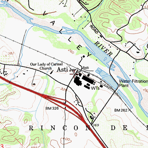 Topographic Map of Asti, CA