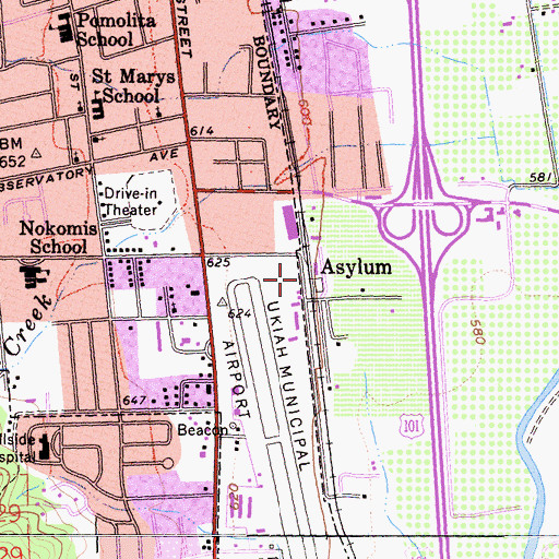 Topographic Map of Asylum, CA