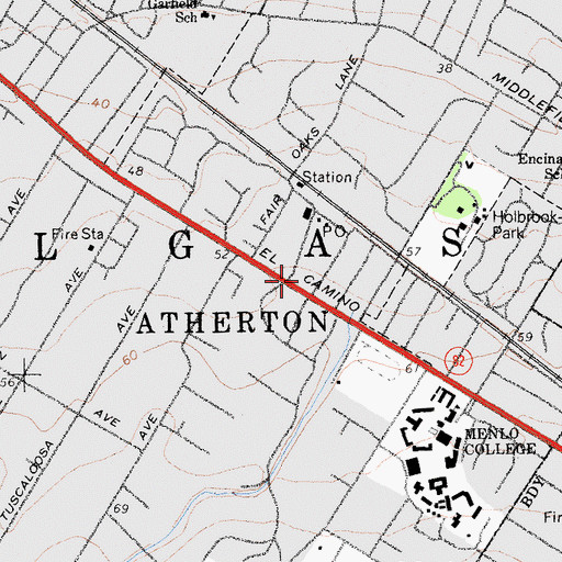 Topographic Map of Atherton, CA