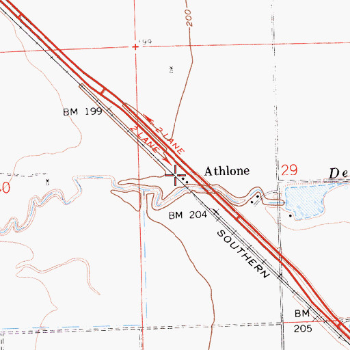 Topographic Map of Athlone, CA