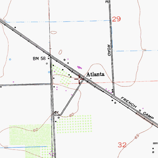 Topographic Map of Atlanta, CA