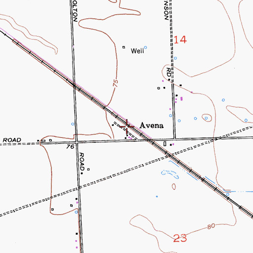 Topographic Map of Avena, CA