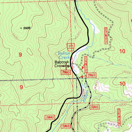 Topographic Map of Babcock Crossing, CA