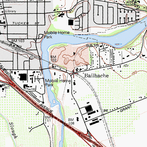 Topographic Map of Bailhache, CA