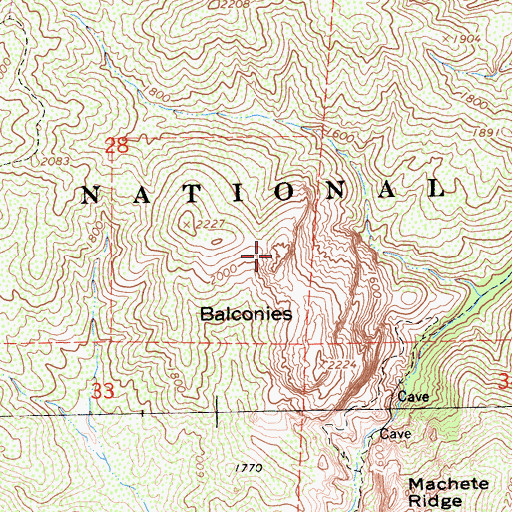 Topographic Map of Balconies, CA