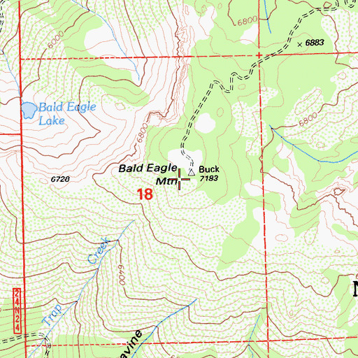 Topographic Map of Bald Eagle Mountain, CA