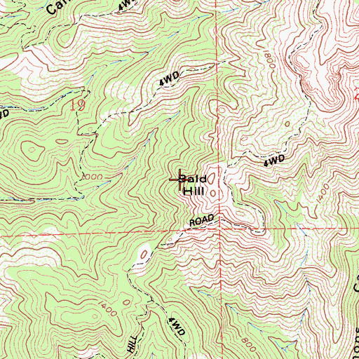 Topographic Map of Bald Hill, CA