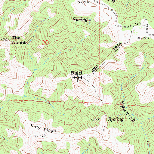 Topographic Map of Bald Hill, CA