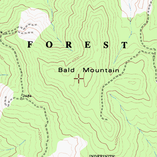 Topographic Map of Bald Mountain, CA
