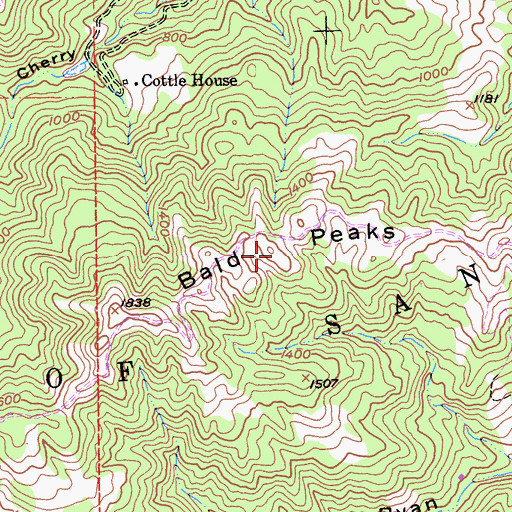 Topographic Map of Bald Peaks, CA