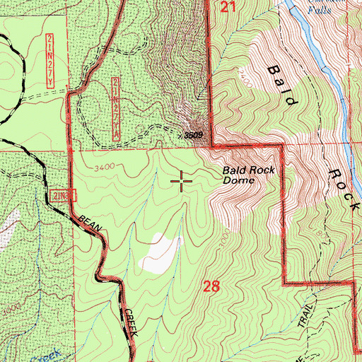 Topographic Map of Bald Rock Dome, CA