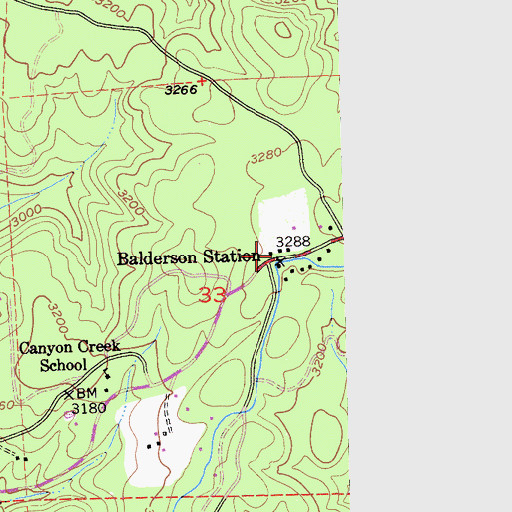 Topographic Map of Balderson Station, CA