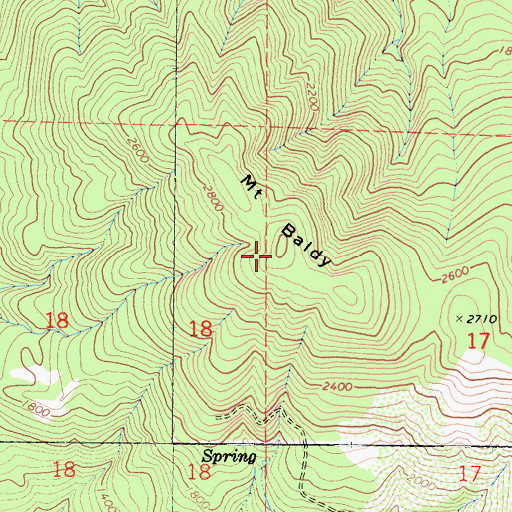 Topographic Map of Mount Baldy, CA