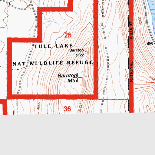 Topographic Map of Barntop Mountain, CA