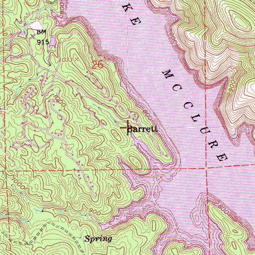 Topographic Map of Barrett, CA