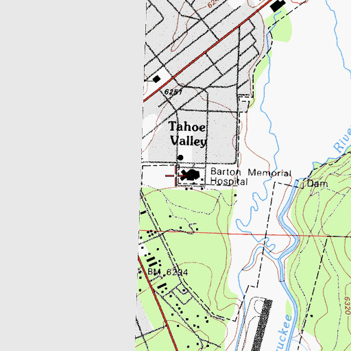 Topographic Map of Barton Memorial Hospital, CA