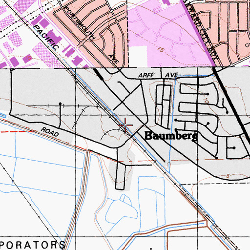Topographic Map of Baumberg, CA