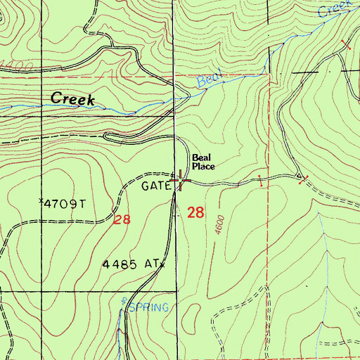 Topographic Map of Beal Place, CA