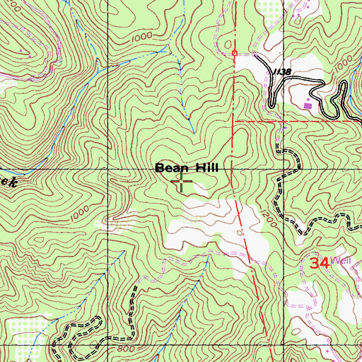Topographic Map of Bean Hill, CA