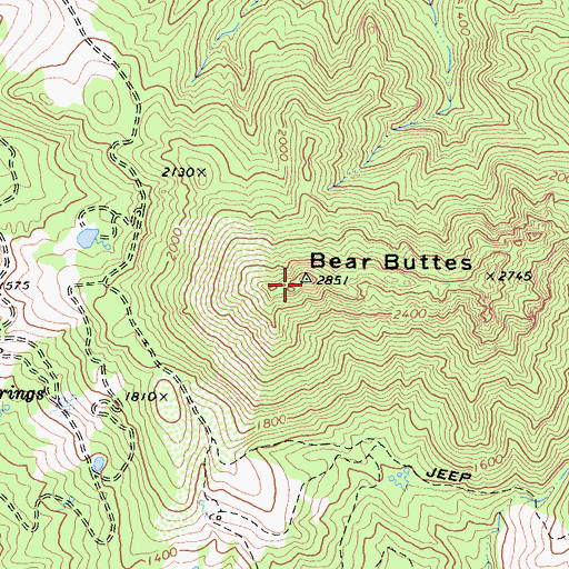 Topographic Map of Bear Buttes, CA