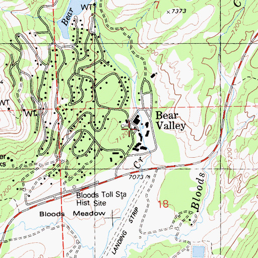 Topographic Map of Bear Valley, CA