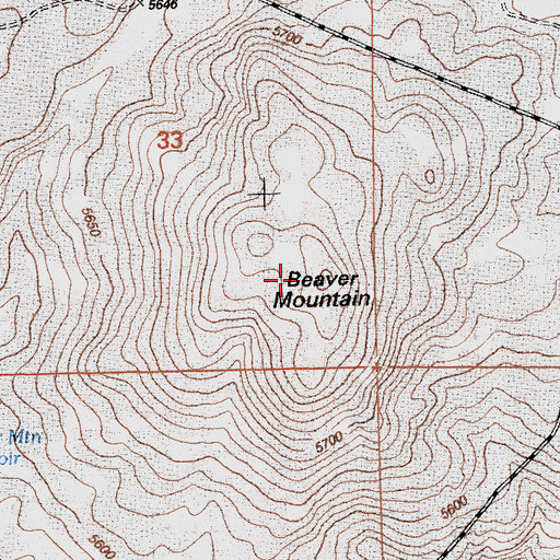 Topographic Map of Beaver Mountain, CA