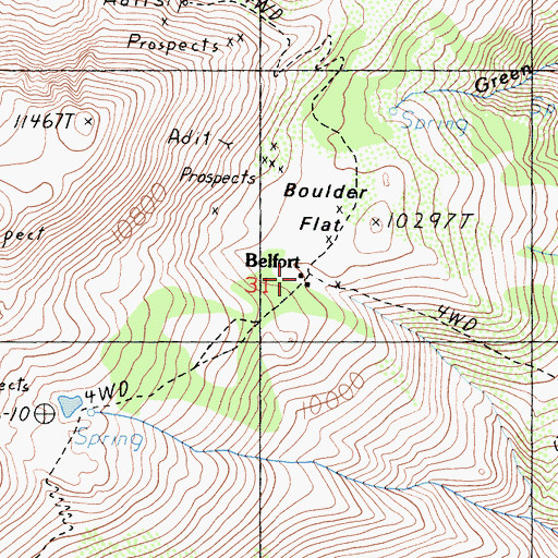 Topographic Map of Belfort, CA