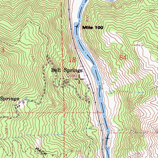 Topographic Map of Bell Springs, CA