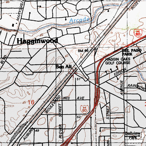 Topographic Map of Ben Ali, CA