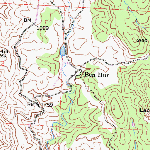 Topographic Map of Ben Hur, CA