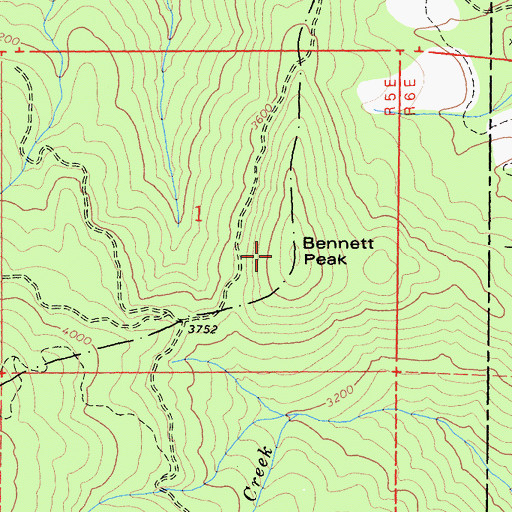 Topographic Map of Bennett Peak, CA