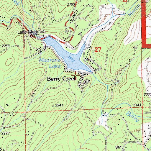 Topographic Map of Berry Creek, CA