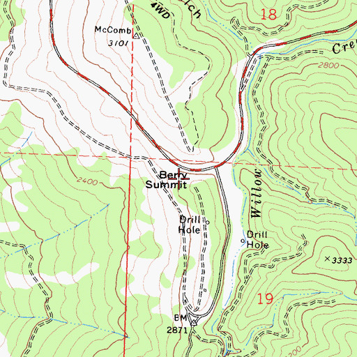 Topographic Map of Berry Summit, CA